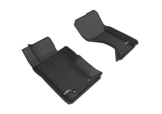Black 3D MAXpider rubber floor mat for 2016-2019 Mazda MX-5 Miata and Fiat 124 Spider front row, durable all-weather protection