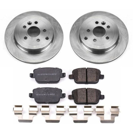 PowerStop rear brake kit for Land Rover LR2 (2008-2012), autospecialty OE brake kit with rotors and pads installed.