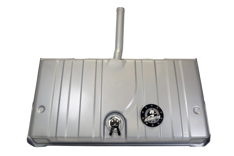 Aeromotive 1970 Chevrolet Nova 200 Stealth Gen 2 fuel tank showing sleek black design and installation fittings.