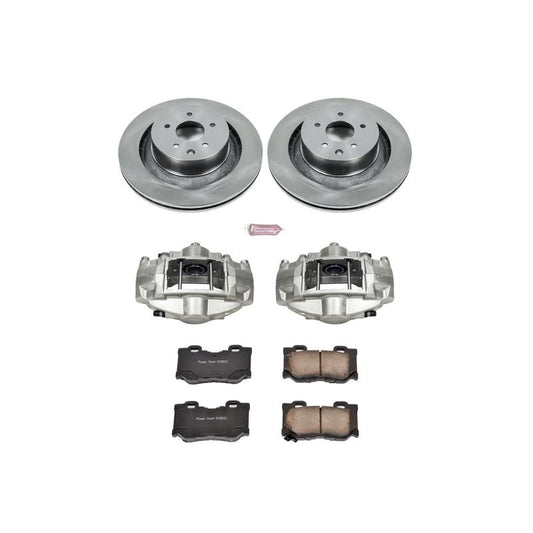 PowerStop rear OE brake kit with calipers for Infiniti G37 2008-2013, featuring durable brake components and hardware.