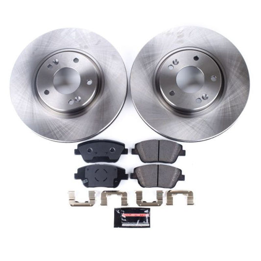 PowerStop OE front brake kit for 2010-2015 Hyundai Sonata, including brake rotors and pads, designed for optimal stopping power.