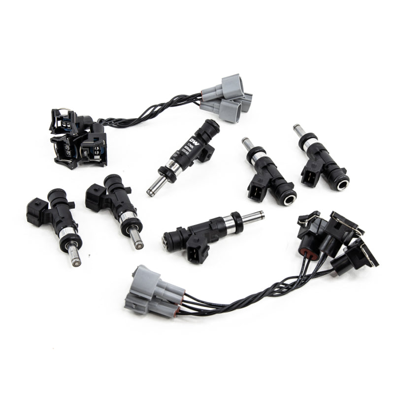 DeatschWerks 600cc fuel injector set for 2010-2019 Toyota Tundra and 4Runner, 6-cylinder engine, image showing six injectors.