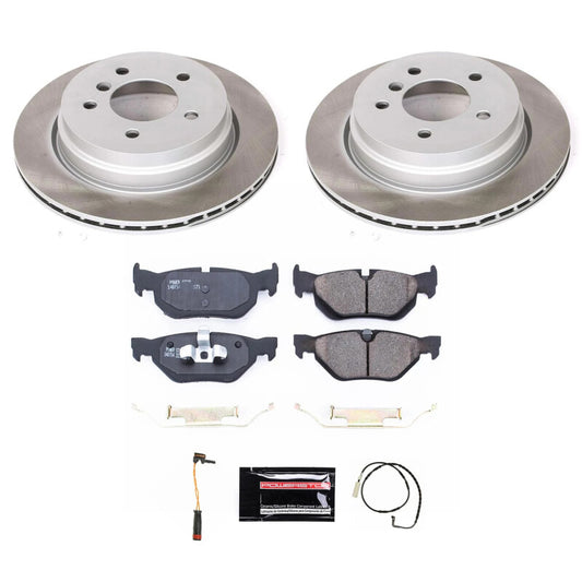 PowerStop rear semi-coated brake rotor kit for 2006 BMW 325xi, performance blank brake rotors with detailed vented design.