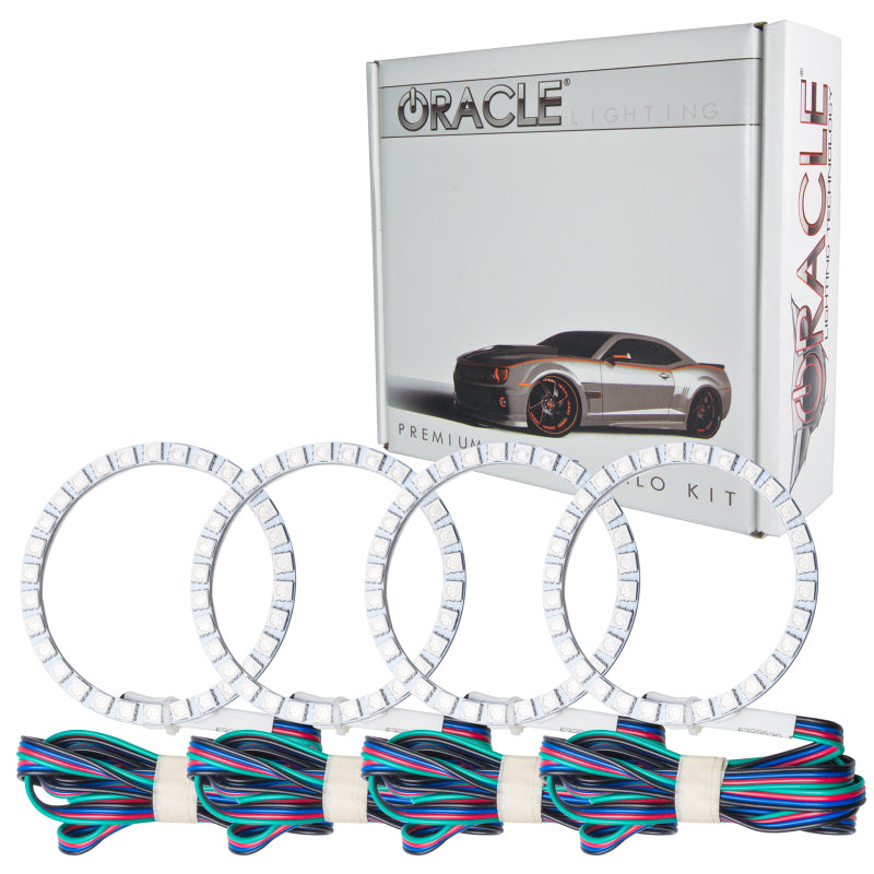 Oracle Lighting Mitsubishi 3000 GT 94-98 Halo Kit with ColorSHIFT headlights and simple controller, showing illuminated halo rings on car.
