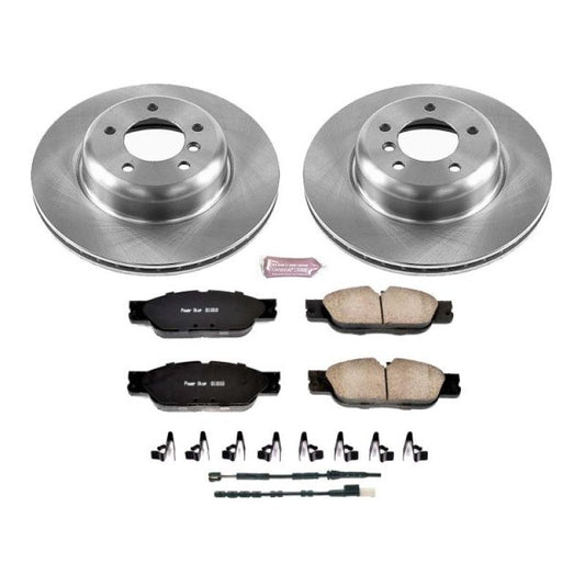 PowerStop OE brake kit for BMW Z4 2009-2016, front autospecialty brake components with rotors and pads in a detailed view.