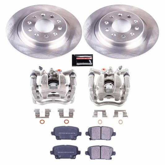 PowerStop OE rear brake kit with calipers for Buick Regal Sportback 2019-2020, showing brake rotors and calipers installed