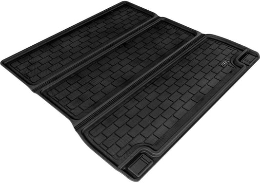 Black 3D MAXpider cargo liner for Toyota Sequoia 2008-2020, durable rubber floor mat with custom fit and textured surface.
