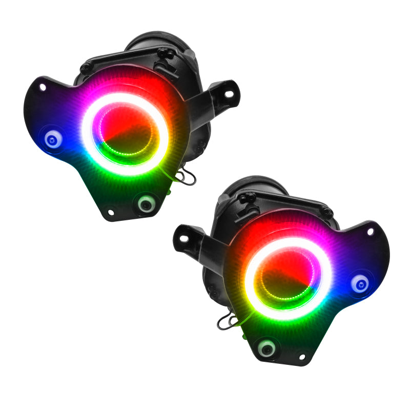 Oracle Lighting Can-Am Spyder 08-10 LED Halo Kit with ColorSHIFT, headlights featuring vibrant LED rings, installed on the vehicle.
