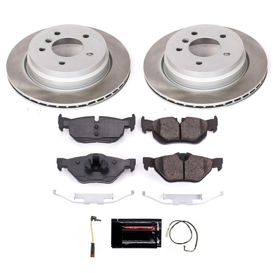 PowerStop rear semi-coated brake rotor kit for BMW 328xi 2007-2008, performance blank brake rotors, automotive brake component