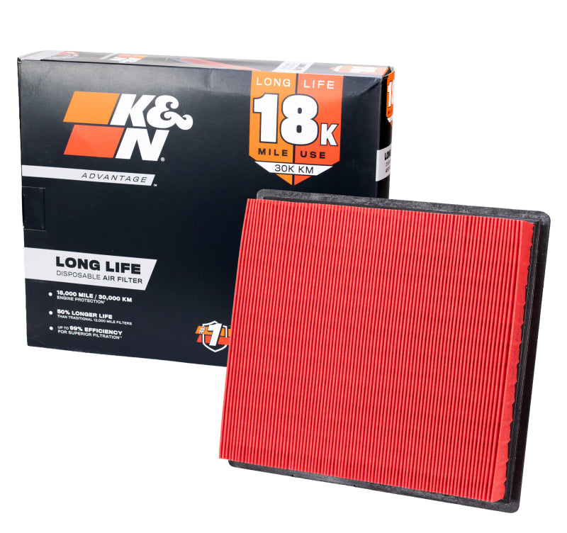 K&N Universal Air Filter with 5-inch flange, 8.5-inch base, 5.5-inch top, 10.5-inch height, dry filter for automotive use