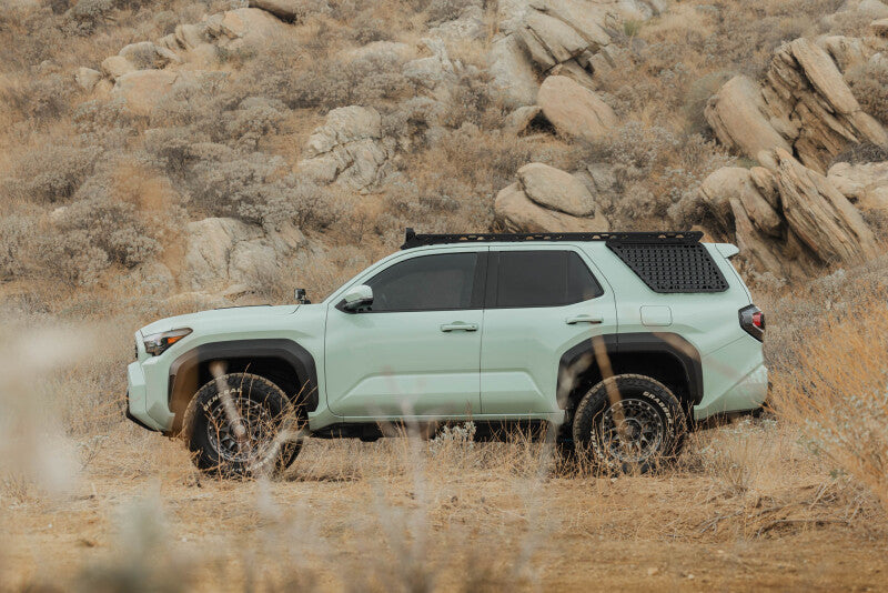 DV8 Offroad exterior trim Molle panel for Toyota 4Runner roof rack, driver side window area, rugged offroad style accessory