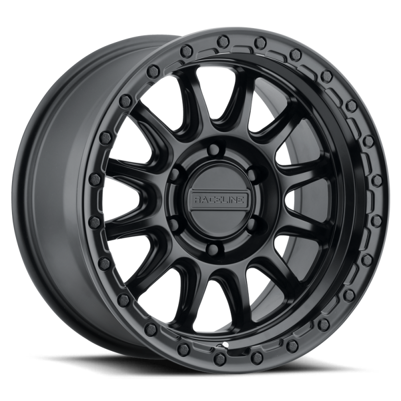Raceline 960B Alpha 18-inch satin black cast wheels with 8x180 bolt pattern, 18mm offset, and 130.81mm bore.