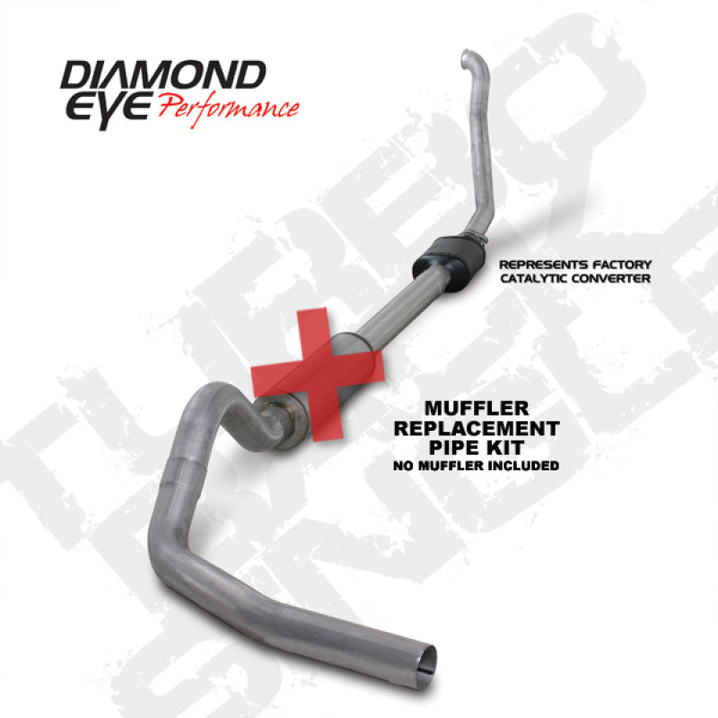 Diamond Eye Turbo Back exhaust pipe for 1994-97 Ford F250/F350 Power Stroke, 4-inch aluminized steel replacement pipe.