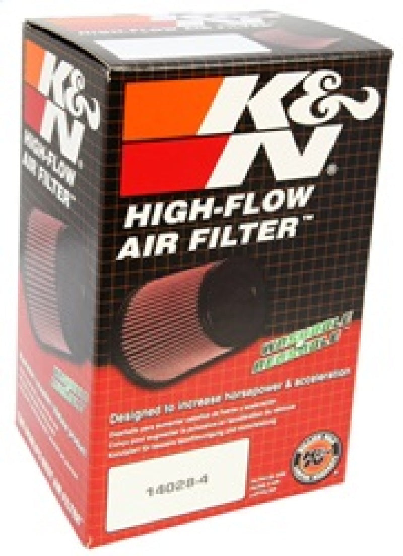 K&N Engineering universal rubber air filter with 2 7/16 inch flange, 3 3/4 inch OD, 6 inch height, 20-degree flange angle.