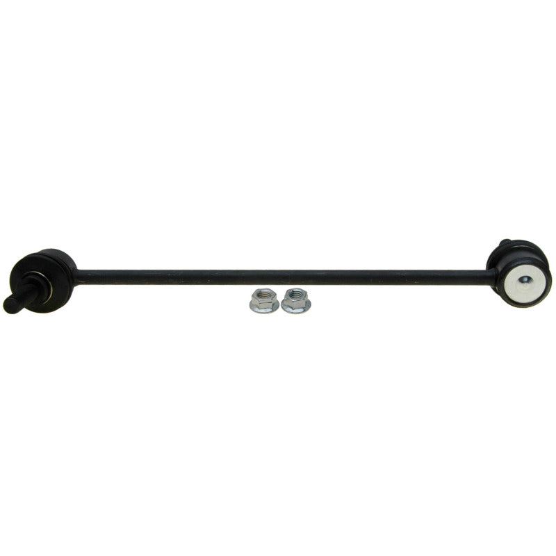 Moog 2000 BMW 323Ci front sway bar endlink showing metal link with rubber bushings for suspension stability