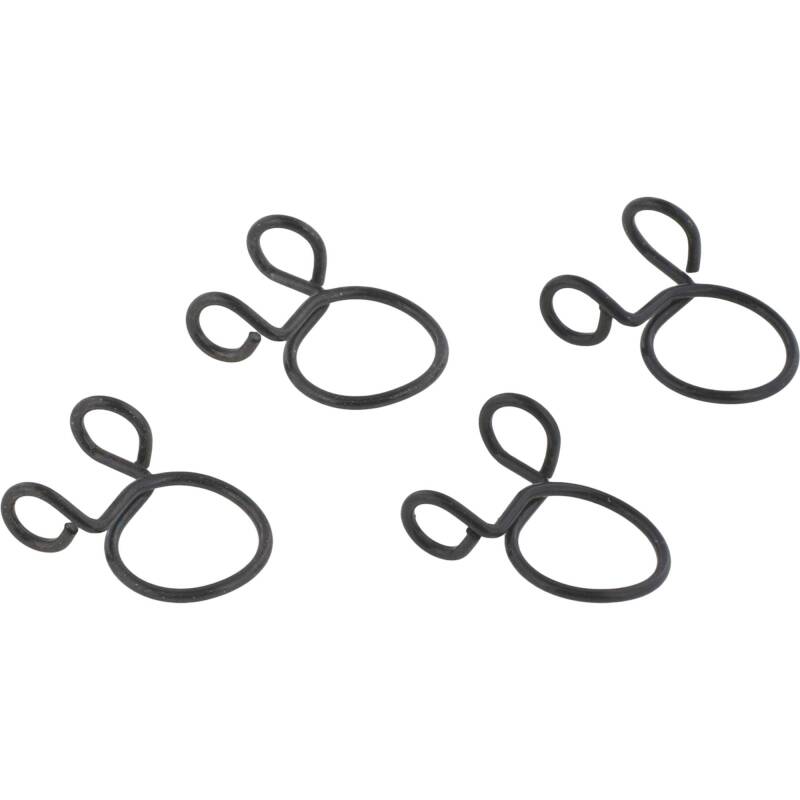 All Balls Racing hose clamps, 10mm size, set of four, designed for secure fastening of hoses in automotive or motorcycle applications.