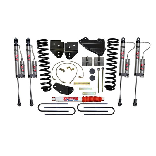 Skyjacker 6-inch lift kit for 2005-2007 Ford F-350 4WD diesel trucks showing lifted truck with suspension components.