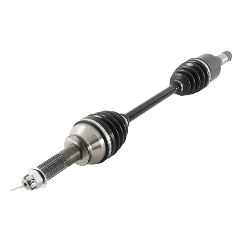 All Balls Racing Polaris axle control arm, durable metal component for Polaris vehicles, with detailed close-up of the product.