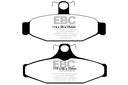 EBC Ultimax2 rear brake pads for Chevrolet Corvette C4 5.7, OE type, showing the brake pad set against a neutral background.