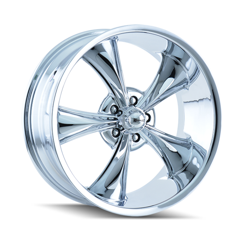 Chrome Ridler 695 cast wheel, 20x8.5 inches, 5x114.3 bolt pattern, 0mm offset, 83.82mm hub, automotive wheel