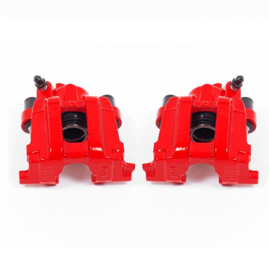 Pair of PowerStop rear red brake calipers for Ford Escape 2005-2009, performance replacement part without brackets.
