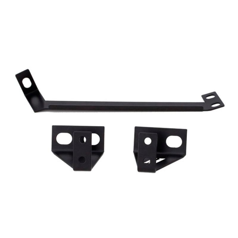 Mishimoto black thermostatic oil cooler kit installed in a 2015 Ford Mustang EcoBoost engine for improved oil temperature management.