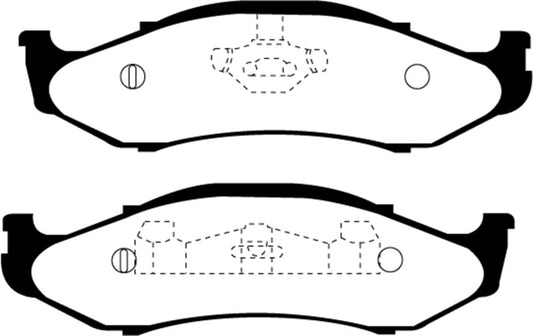 EBC Ultimax2 front brake pads and 82mm high rotors for Jeep Cherokee 2.5 97-99, OE style, showing brake components and mounting surfaces.