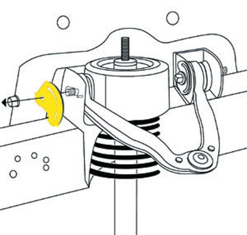Moog front upper caster and camber alignment kit for 2003-2020 Cadillac Escalade ESV suspension system, shown on vehicle.