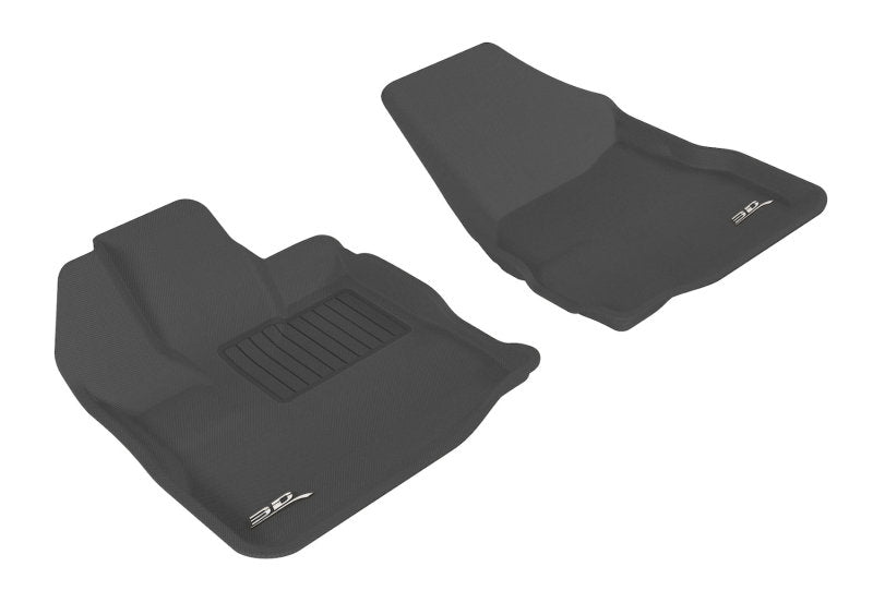 Black 3D MAXpider rubber floor mat for 2010-2017 Chevrolet Equinox and GMC Terrain, first row, durable automotive interior accessory.