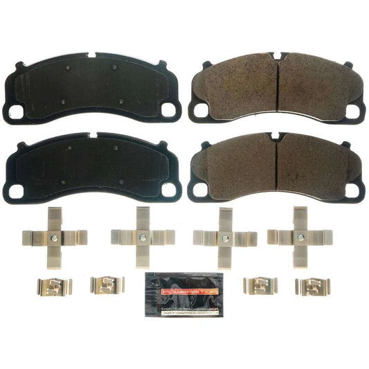 PowerStop Z23 Evolution sport brake pads for 2014-2018 Porsche 911 front, with hardware, high-performance brake replacement