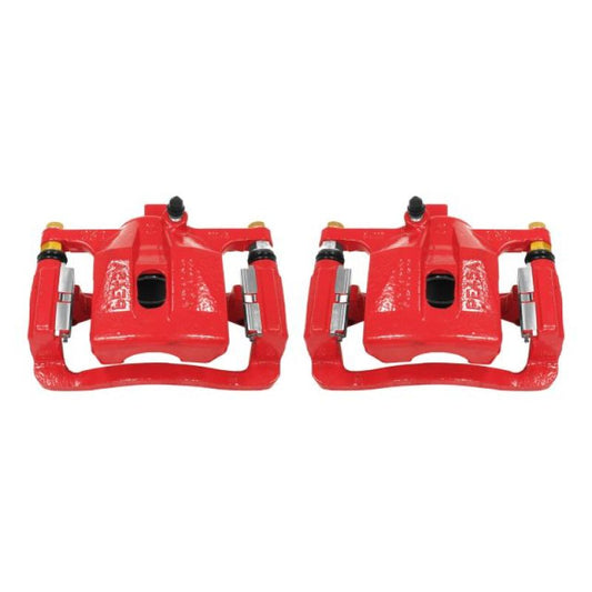 PowerStop rear red brake calipers with brackets for Hummer H3 2006-2010, pair, high-performance disc brake calipers.