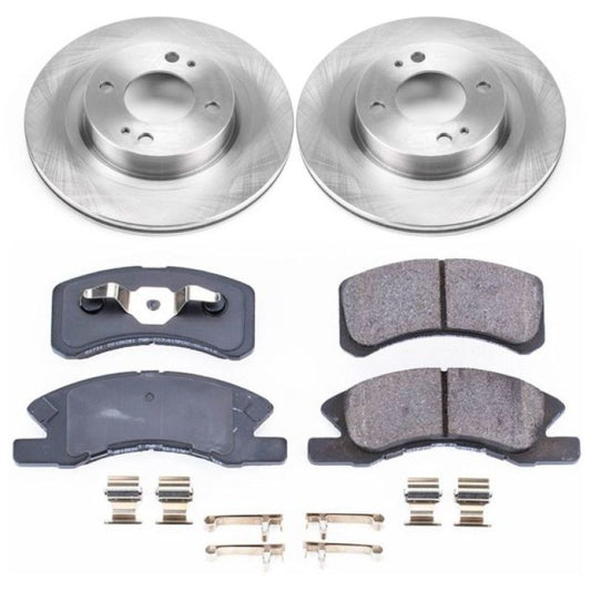 PowerStop OE front brake kit for 2017-2018 Mitsubishi Mirage, includes brake pads and rotors for reliable stopping power.
