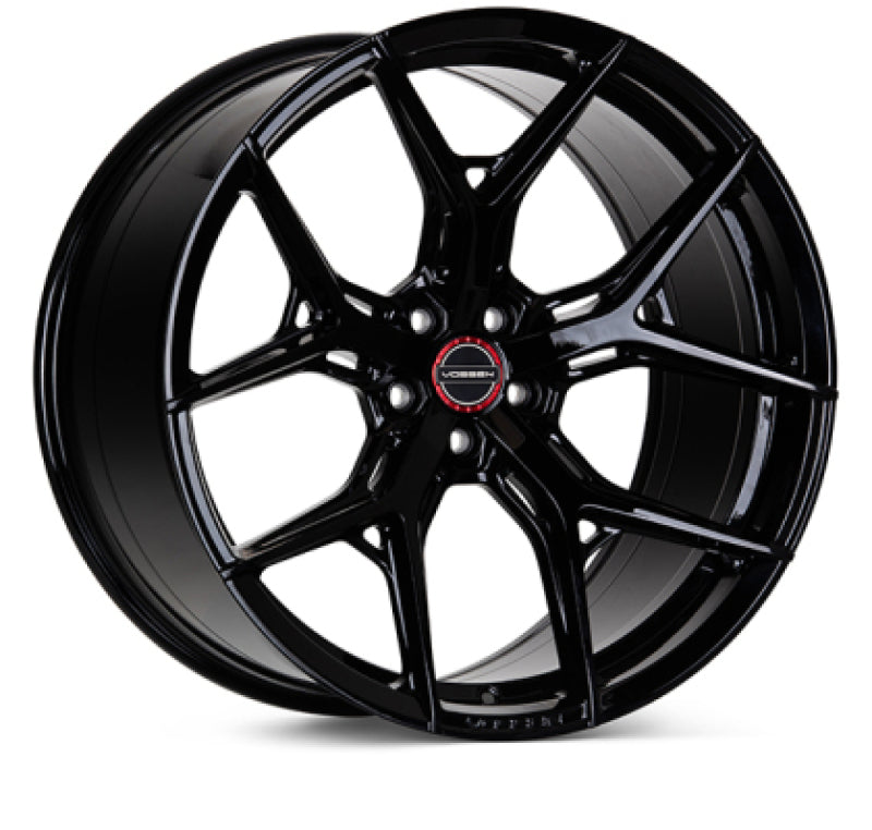 Vossen HF5 forged wheel in gloss black, 23x10.5 inches, ET45, 5x112 bolt pattern, 66.56mm center bore, MID design