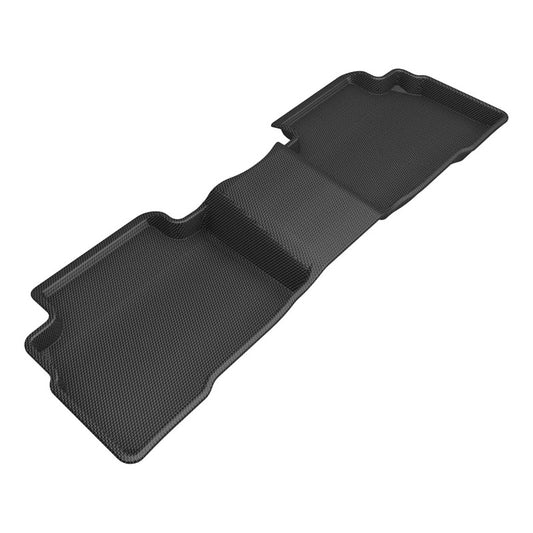 Black 3D MAXpider rubber floor mat for 2023 Kia Sportage Hybrid second row, designed with textured surface and raised edges.