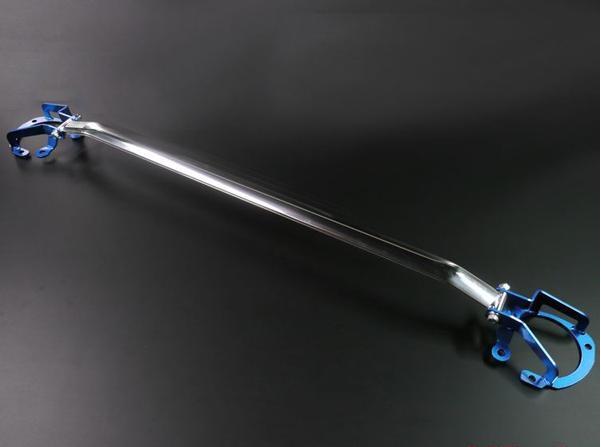 Cusco OS front strut bar installed on a Scion FR-S, Subaru BRZ, or Toyota 86, showcasing a performance automotive upgrade.