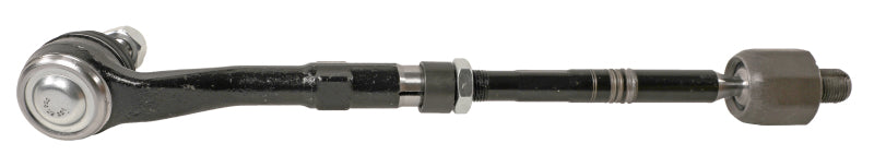 Moog BMW 530xi tie rod assembly showing the metal rod with rubber boot for steering linkage replacement.