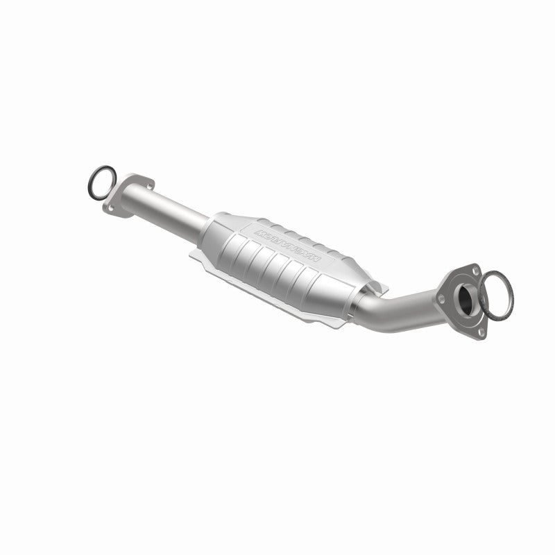 MagnaFlow direct fit catalytic converter for 2003-2004 Toyota Tundra V8 4.7L gas engine, showing the metal structure and inlet/outlet ports.