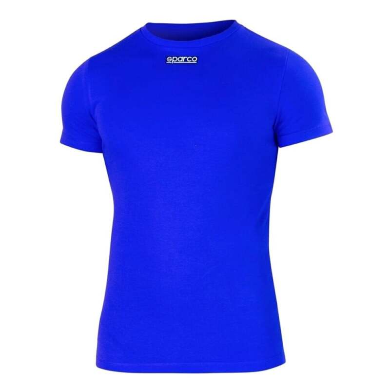 Blue Sparco T-Shirt B-Rookie LRG with logo, casual fit, soft fabric, displayed flat on a white background.