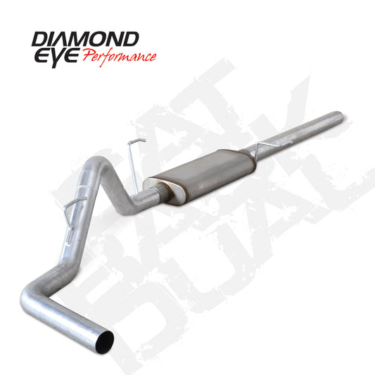 Diamond Eye Performance catback exhaust for Ford F150 5.4L 2004-2008, showing the single gas exit and polished metal finish.