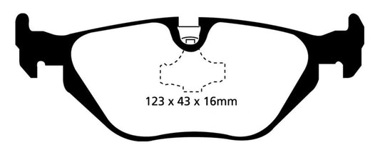 EBC Redstuff rear brake pads for BMW Z3 1.9, high-performance brake pads with red friction material, visible in the image.