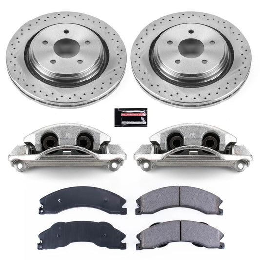 PowerStop OE brake calipers from the Autospecialty kit for the rear of GMC Sierra 3500 HD trucks, including calipers and hardware.