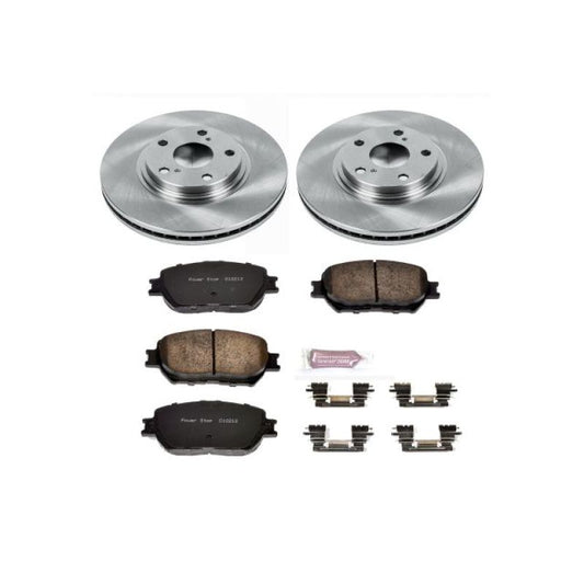 PowerStop OE front brake kit for Toyota Camry 2002-2004, featuring brake rotors and pads for reliable stopping power.