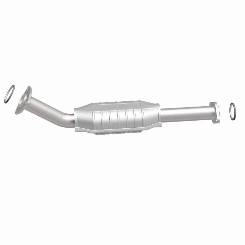 MagnaFlow direct fit catalytic converter for 2003-2004 Toyota Tundra V8 4.7L gas engine, showing the metal catalytic converter unit.