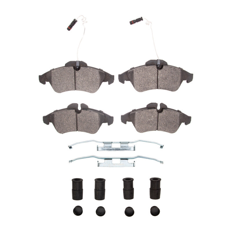 R1 Concepts OE ceramic brake pads and hardware kit for Dodge Sprinter 3500 front brake system, showing hardware components.