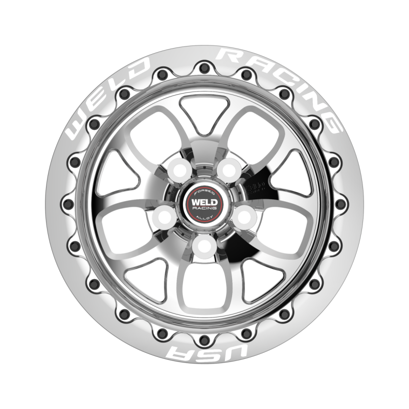 Weld S76 Beadlock forged wheel, 15x8 inches, black shell with polished center, 5x120.65 bolt pattern, 4.5 inch backspacing