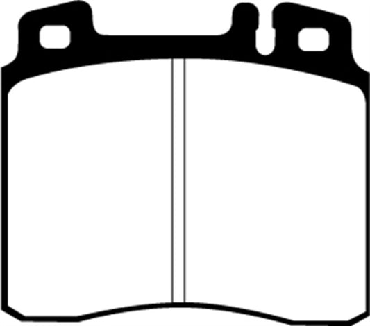 EBC Greenstuff front brake pads for Mercedes-Benz CL500 98-99, performance brake pads with green backing and detailed brake pad design