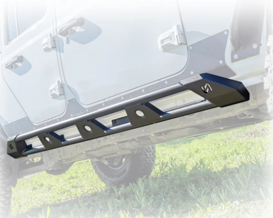 Turn Offroad Jeep JT sliders doors for 2020+ models, durable offroad vehicle side protection and step bars, black finish.