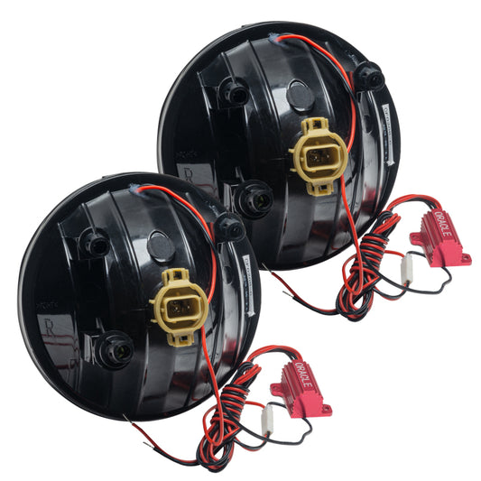 Oracle Lighting LED halo fog lights for 2007-2014 GMC Sierra in red, pre-assembled, designed for enhanced visibility and style.