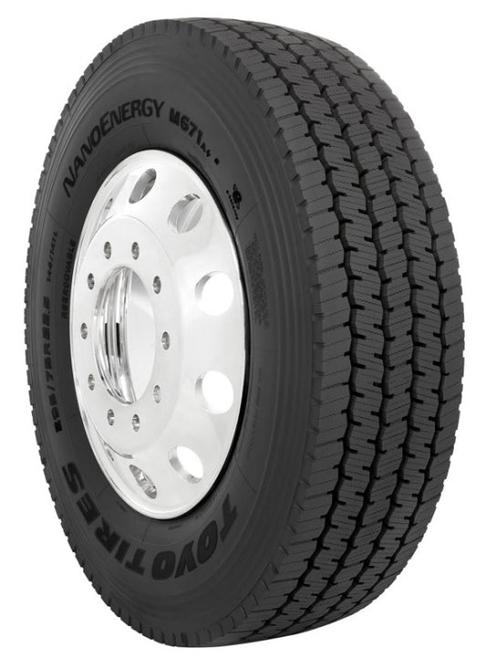 Toyo M671A Plus tire for UTVs, 285/75R24.5 144L, on-road automotive tire with rugged tread pattern.