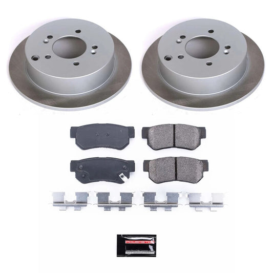 PowerStop rear semi-coated rotor kit for Kia Sportage 2005-2010, performance brake kit with semi-coated rotors.